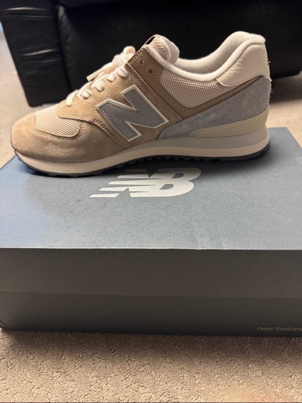 New Balance Beige and Light Gray Retro Runner